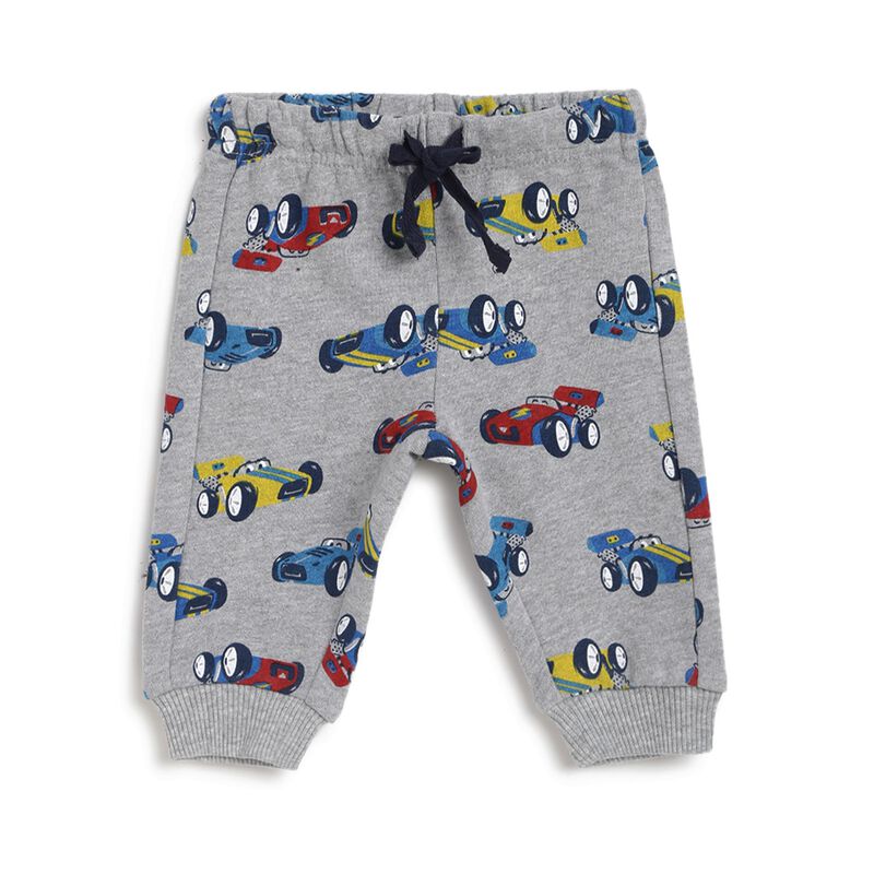 Boys Grey Printed French Terry Sweatpants image number null